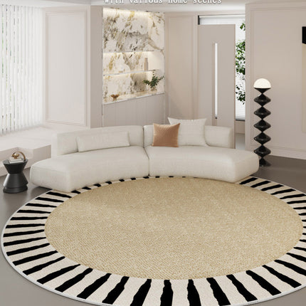 Round Rugs for Living Room Round Area Rugs with Non-slip, Luxury Cream Round Rug  Circle carpet Chic Floor Mats for Bedroom Sofa Coffee Table