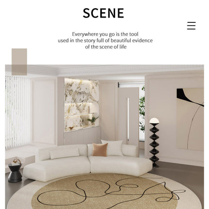 Round Rugs for Living Room Round Area Rugs with Non-slip, Luxury Cream Round Rug  Circle carpet Chic Floor Mats for Bedroom Sofa Coffee Table