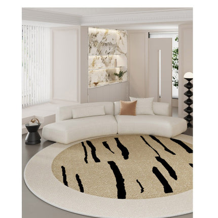 Round Rugs for Living Room Round Area Rugs with Non-slip, Luxury Cream Round Rug  Circle carpet Chic Floor Mats for Bedroom Sofa Coffee Table