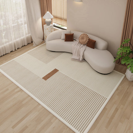 Tapis de salon grand tapis épais de chambre à coucher tapis de salon doux décor à la maison tapis de ligne crème antidérapant