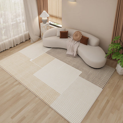 Tapis de salon grand tapis épais de chambre à coucher tapis de salon doux décor à la maison tapis de ligne crème antidérapant