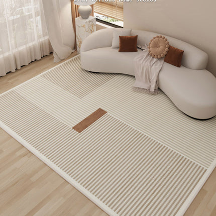 Tapis de salon grand tapis épais de chambre à coucher tapis de salon doux décor à la maison tapis de ligne crème antidérapant