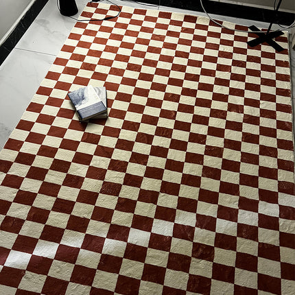 Tapis damier salon Table basse en laine d'agneau tapis de sol antidérapants et tapis chambre tapis de chevet tapis
