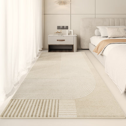 Washable Wool Soft Area Rug Minimalist Geometric Lines Area Rugs Soft Washable Carpet Easy Clean Rug for Bedroom Living Room Rugs And Carpet