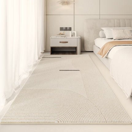 Washable Wool Soft Area Rug Minimalist Geometric Lines Area Rugs Soft Washable Carpet Easy Clean Rug for Bedroom Living Room Rugs And Carpet