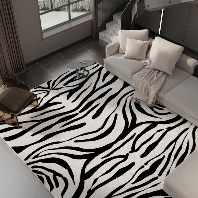 Große Wohnzimmerteppiche aus künstlicher Lammwolle, schwarz-weiß gesprenkelter Tigerteppich für Kinderzimmer, Schlafzimmer, Spielzimmer