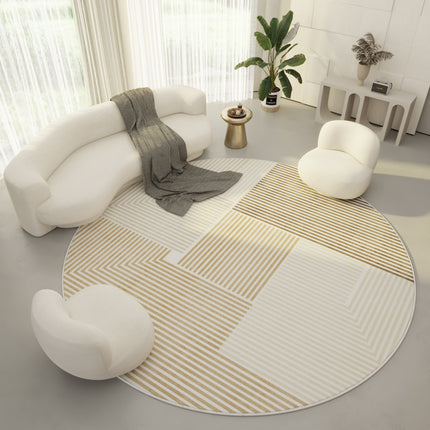 Tapis rond lavable ultra fin pour chambre à coucher, salle de bain, tapis circulaire à poils courts, tapis de sol intérieur, tapis de table basse de salon