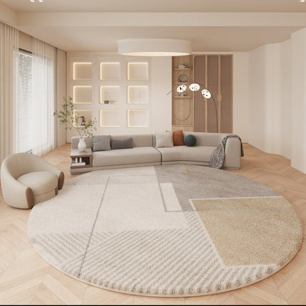 Runder Teppich, dünn, modern, geometrisch, Kreis-Akzent-Teppiche und Teppich, weich, für den Innenbereich, rutschfest, für Küche, Wohnzimmer, Schlafzimmer, Esszimmer