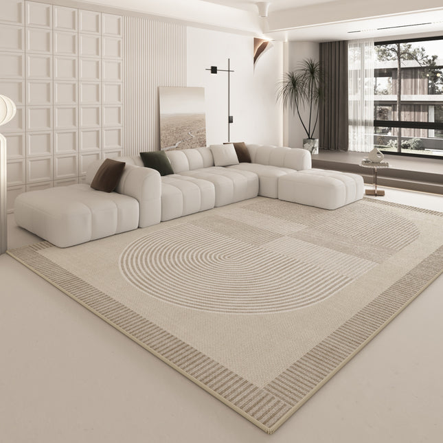 Teppich für Wohnzimmer, cremefarben, großer Büroteppich, rutschfeste, langlebige Bodenteppiche für weiche geometrische Teppiche im Wohnzimmer