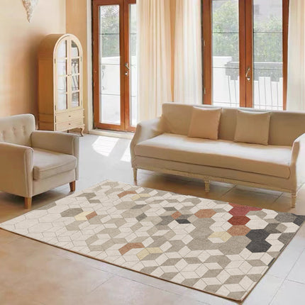 Moroccan Indoor Rugs Geometric Lattice Line Modern Area Rug Wabi-sabi Style Sub Rug Easy-Cleaning Bedroom Kitchen Living Room