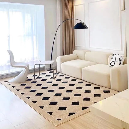 Moroccan Indoor Rugs Geometric Lattice Line Modern Area Rug Wabi-sabi Style Sub Rug Easy-Cleaning Living Room
