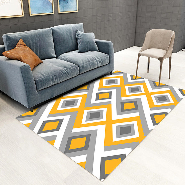 Großflächiger Innenteppich im skandinavischen Marmorstil, perfekt für Wohnzimmer, Esszimmer, Schlafzimmer, Büro, moderner geometrischer Teppich