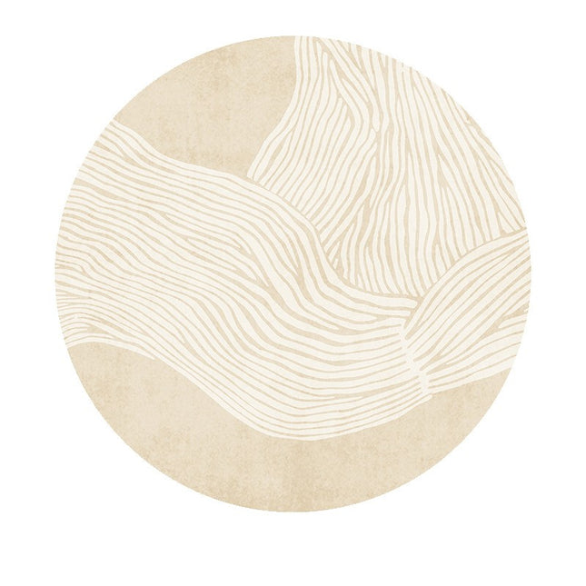 Tapis rond de Style crème, lavable, antidérapant, géométrique, pour chambre à coucher, Table basse, maison, salon