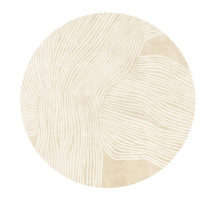 Cream Style Line Carpet Round Rug Washable Rug Non Slip Geometric Round Rugs for Bedroom Coffee Table Home Living Room Rugs