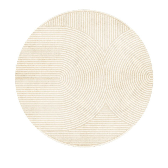 Cream Style Line Carpet Round Rug Washable Rug Non Slip Geometric Round Rugs for Bedroom Coffee Table Home Living Room Rugs