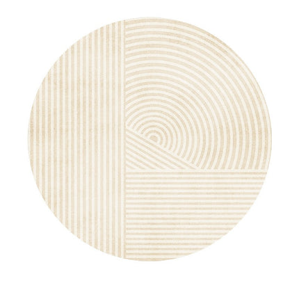 Cream Style Line Carpet Round Rug Washable Rug Non Slip Geometric Round Rugs for Bedroom Coffee Table Home Living Room Rugs