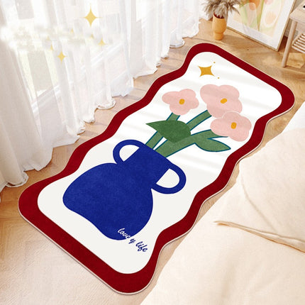 Flower Pattern Carpet Long Rugs Cute Rectangular Bedside Rug Carpet for Bedroom Home Decor Washable Flower Rugs And Carpet