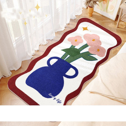 Flower Pattern Carpet Long Rugs Cute Rectangular Bedside Rug Carpet for Bedroom Home Decor Washable Flower Rugs And Carpet