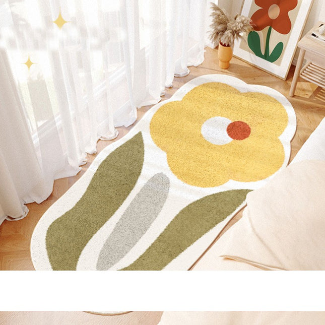 Flower Pattern Carpet Long Rugs Cute Rectangular Bedside Rug Carpet for Bedroom Home Decor Washable Flower Rugs And Carpet