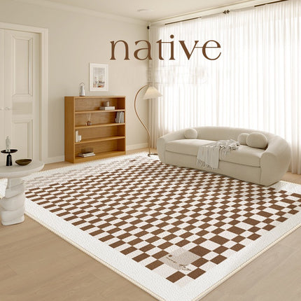 Waschbar für Heimdekoration, karierter Teppich, weiche Teppiche, karierte Teppiche, große Bodenteppiche für den Innenbereich für Wohnzimmer/Esszimmer/Schlafzimmer