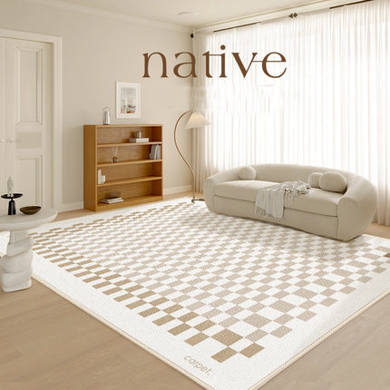 Waschbar für Heimdekoration, karierter Teppich, weiche Teppiche, karierte Teppiche, große Bodenteppiche für den Innenbereich für Wohnzimmer/Esszimmer/Schlafzimmer