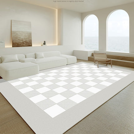 Rugs-Soft Indoor Modern Area Rug Cream Style Living Room Rug Simple Geometric Carpets for Bedroom Home Decor Carpet