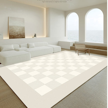 Rugs-Soft Indoor Modern Area Rug Cream Style Living Room Rug Simple Geometric Carpets for Bedroom Home Decor Carpet