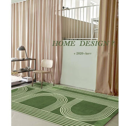 Modern Green Area Rug for Bedroom Living Room Geometric Lines Abstract Non-Slip Washable Rugs Home Decor Carpets