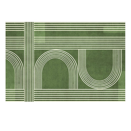Modern Green Area Rug for Bedroom Living Room Geometric Lines Abstract Non-Slip Washable Rugs Home Decor Carpets