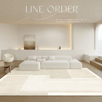 Minimalist Lines Geometric Rugs,Cream Style Large Floor Carpets Washable Soft Area Rug for Living Room Bedroom Dining Office Indoor Carpet