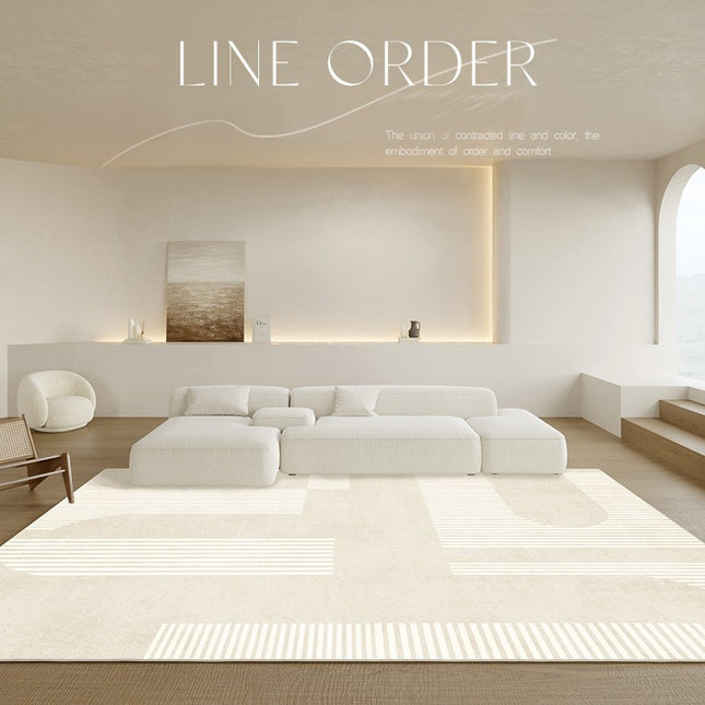 Geometrische Teppiche mit minimalistischen Linien, große Bodenteppiche im cremefarbenen Stil, waschbarer weicher Teppich für Wohnzimmer, Schlafzimmer, Esszimmer, Büro, Innenbereich