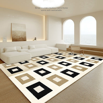 Grands tapis de sol géométriques modernes, lavables en crème, pour chambre à coucher, salon contemporain, antidérapants, pour salle à manger