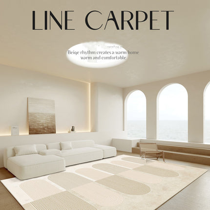 Grands tapis de sol géométriques modernes, lavables en crème, pour chambre à coucher, salon contemporain, antidérapants, pour salle à manger