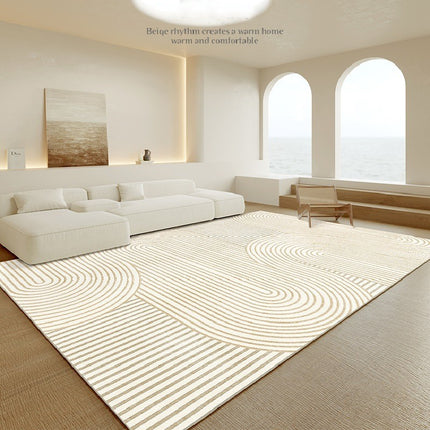 Grands tapis de sol géométriques modernes, lavables en crème, pour chambre à coucher, salon contemporain, antidérapants, pour salle à manger