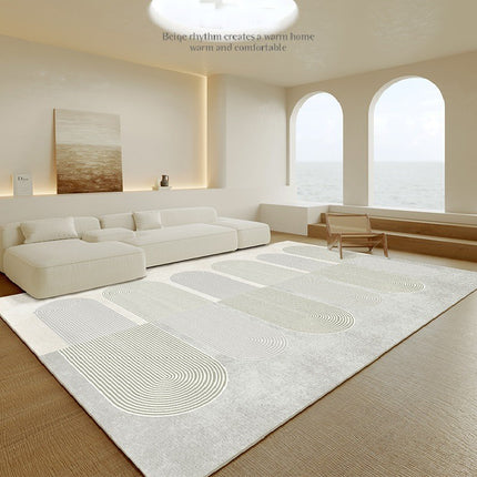 Grands tapis de sol géométriques modernes, lavables en crème, pour chambre à coucher, salon contemporain, antidérapants, pour salle à manger
