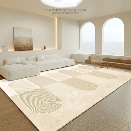 Grands tapis de sol géométriques modernes, lavables en crème, pour chambre à coucher, salon contemporain, antidérapants, pour salle à manger