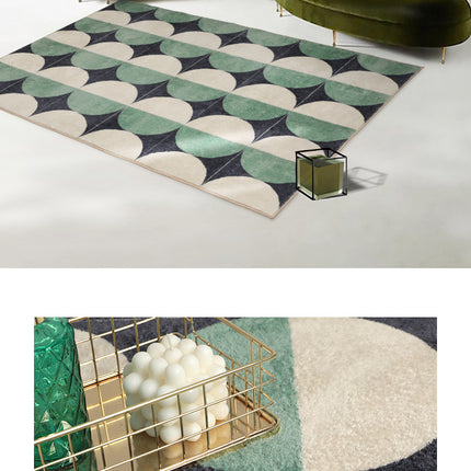 Green Area Rug Non-Slip Modern Rugs Abstract Carpets for Indoor Home Decor Living Room Carpet
