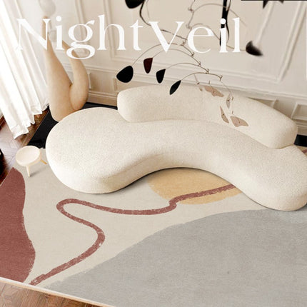 Beigefarbener Dekor-Teppich, superweiche Teppiche, geometrische moderne Teppiche für Wohnzimmer, Nachttisch-Teppich