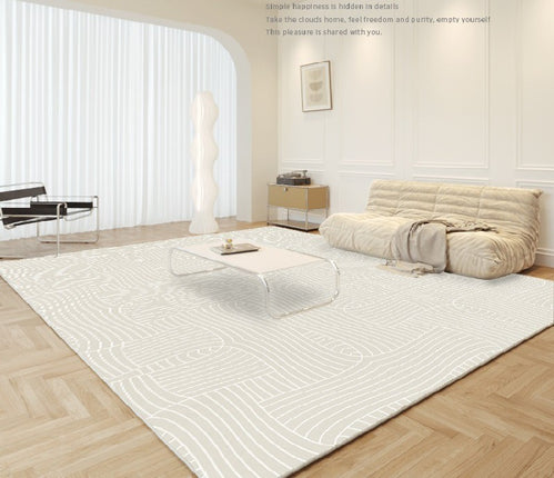 Tapis crème lavable doux pour chambre à coucher, antidérapant, art abstrait pour salon, grand tapis de sol d'intérieur pour bureau