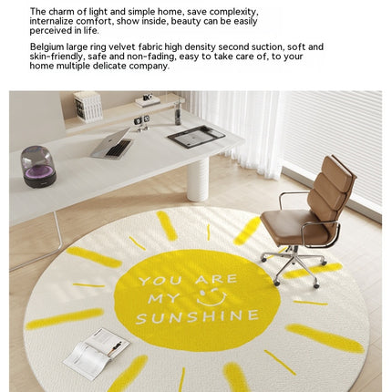 Round Rug Office Chair Rugs for Hardwood Rug Carpet for Rolling Chair Anti-Slip Computer Chair Carpets Low Pile Round Rugs