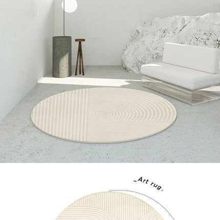 Tapis rond d'art abstrait, tapis d'accent géométrique moderne, tapis d'intérieur doux et tapis pour chambre à coucher, salon, chambre à coucher