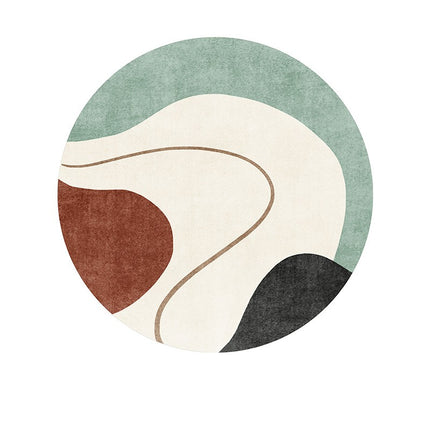 Tapis rond d'art abstrait, tapis d'accent géométrique moderne, tapis d'intérieur doux et tapis pour chambre à coucher, salon, chambre à coucher