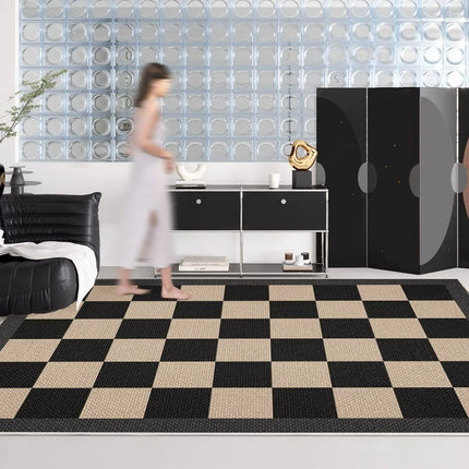 Checkered Geometric Area Rug For Living Room Large Floor Rugs Modern Indoor Carpet Low Pile Bedside Carpets