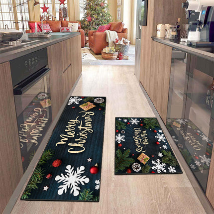 Tapis de cuisine de noël, tapis de sol décoratif de cuisine, fête de vacances de noël, tapis de sol à profil bas, décor pour la maison