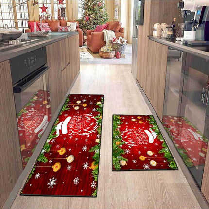 Tapis de cuisine de noël, tapis de sol décoratif de cuisine, fête de vacances de noël, tapis de sol à profil bas, décor pour la maison