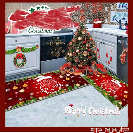 Tapis de cuisine de noël, tapis de sol décoratif de cuisine, fête de vacances de noël, tapis de sol à profil bas, décor pour la maison