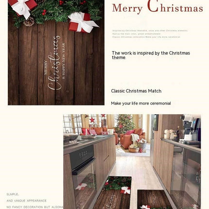 Tapis de cuisine de noël, tapis de sol décoratif de cuisine, fête de vacances de noël, tapis de sol à profil bas, décor pour la maison
