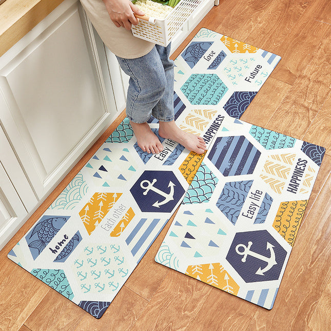 Tapis de cuisine Tapis de sol de cuisine, tapis anti-fatigue, tapis de décoration de cuisine doux de longue durée, tapis antidérapant pour évier, tapis de pied absorbant en cuir PU