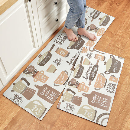 Kitchen rugs Kitchen floor mats, anti-fatigue mat long standing soft kitchen decor mat, sink non-slip mat PU leather absorbent foot mat