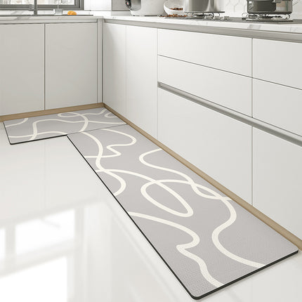 Kitchen rugs Kitchen floor mats, anti-fatigue mat long standing soft kitchen decor mat, sink non-slip mat PU leather absorbent foot mat